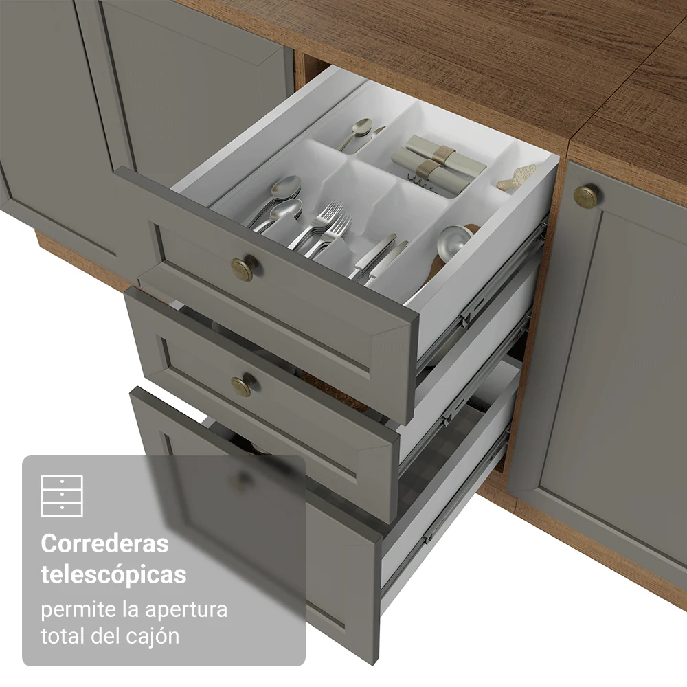 Cocina Compacta 180 cm Vik Marrón/Gris 03 - Image 8