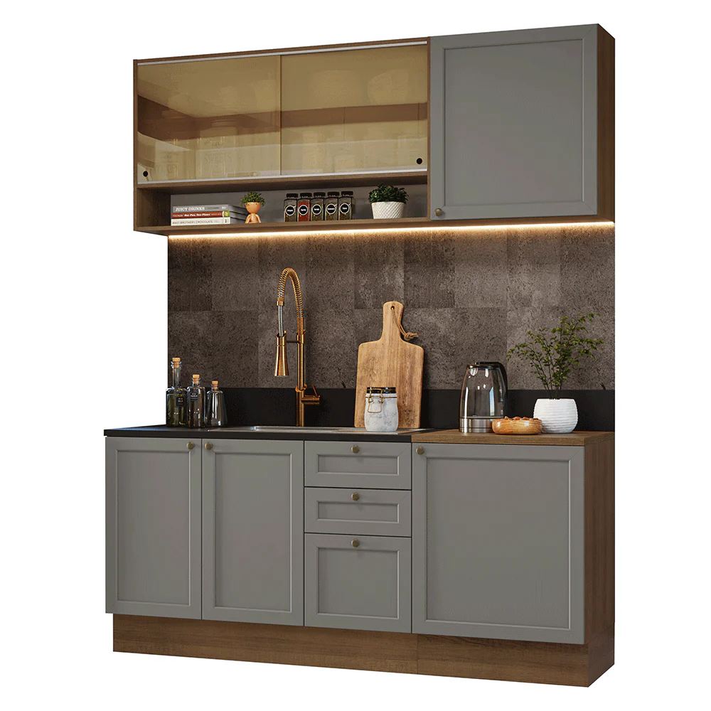Cocina Compacta 180 cm Vik Marrón/Gris 04 - Image 3
