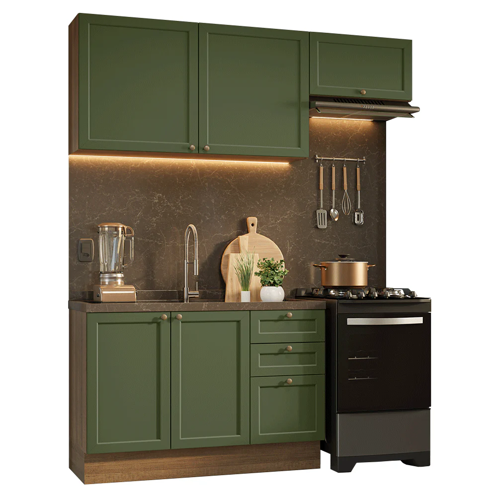 Cocina Compacta 180 cm Vik Marrón/Verde 02 - Image 3