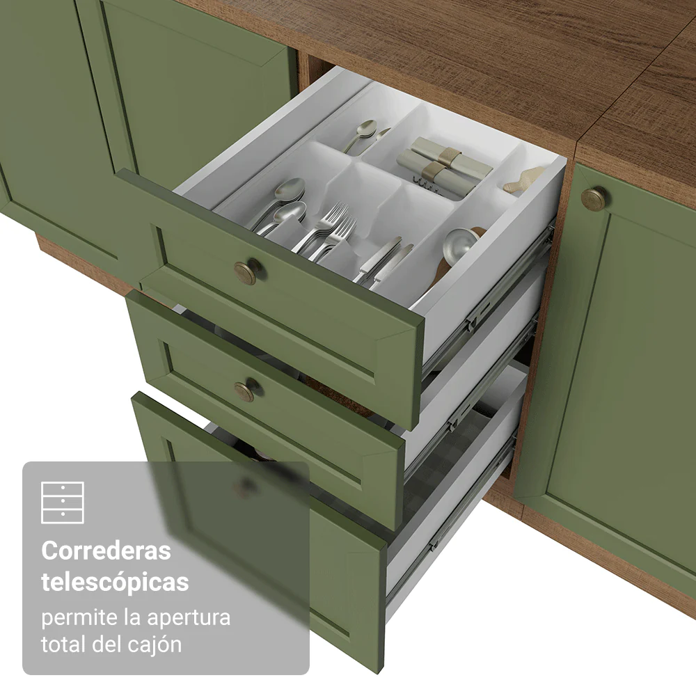 Cocina Compacta 180 cm Vik Marrón/Verde 05 - Image 8