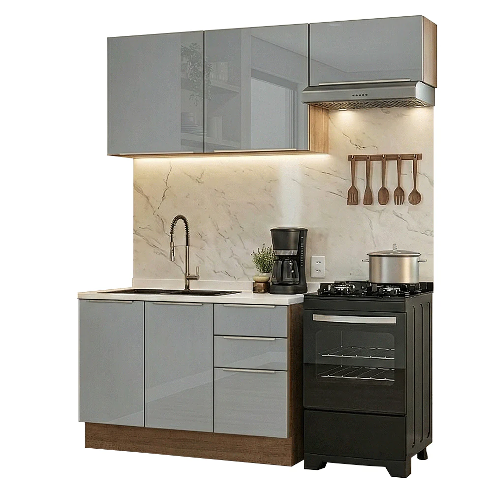 Cocina Compacta 180 x 60 cm Marrón/Gris Lux Madesa 03 - Image 3