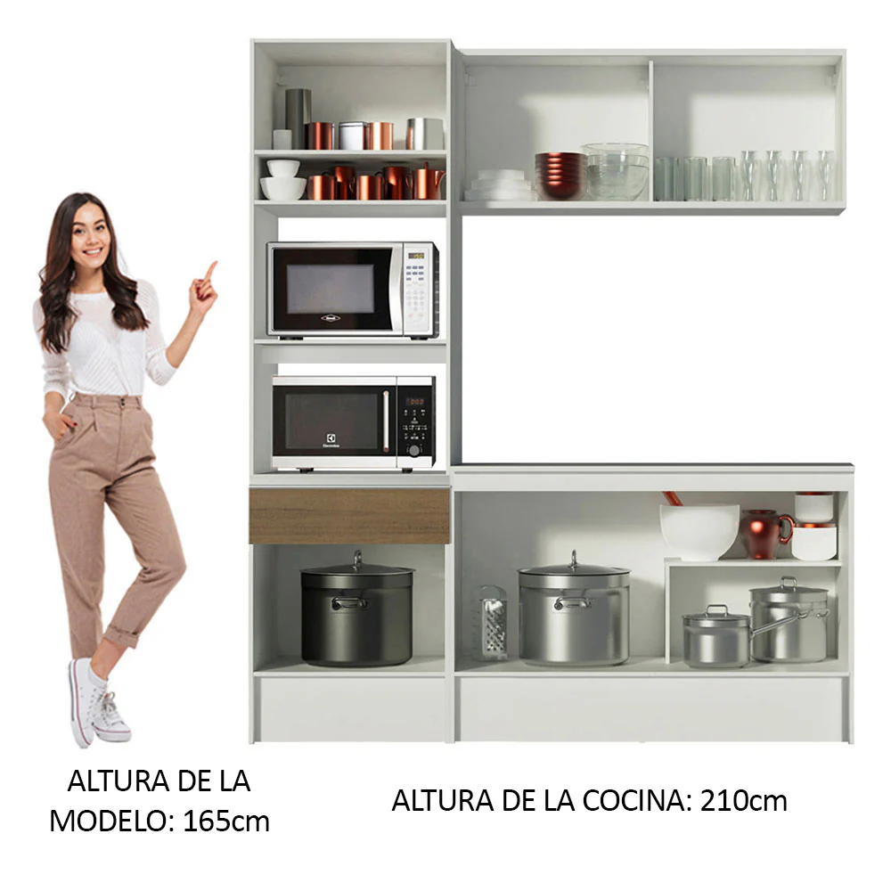 Cocina Compacta 180cm Blanco/Marrón Diamante 86 - Image 6