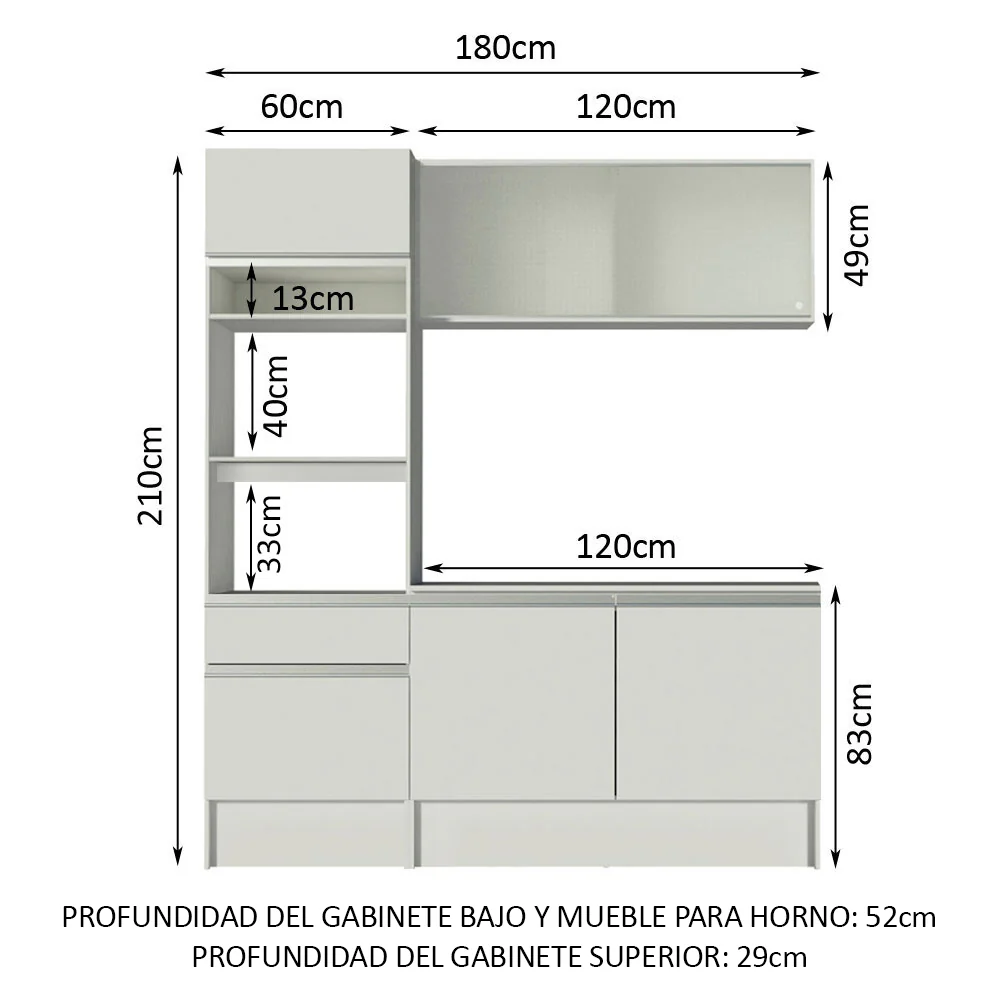 Cocina Compacta 180cm Blanco Topazio 86 - Image 2
