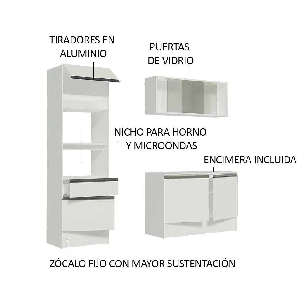 Cocina Compacta 180cm Blanco Topazio 86 - Image 4