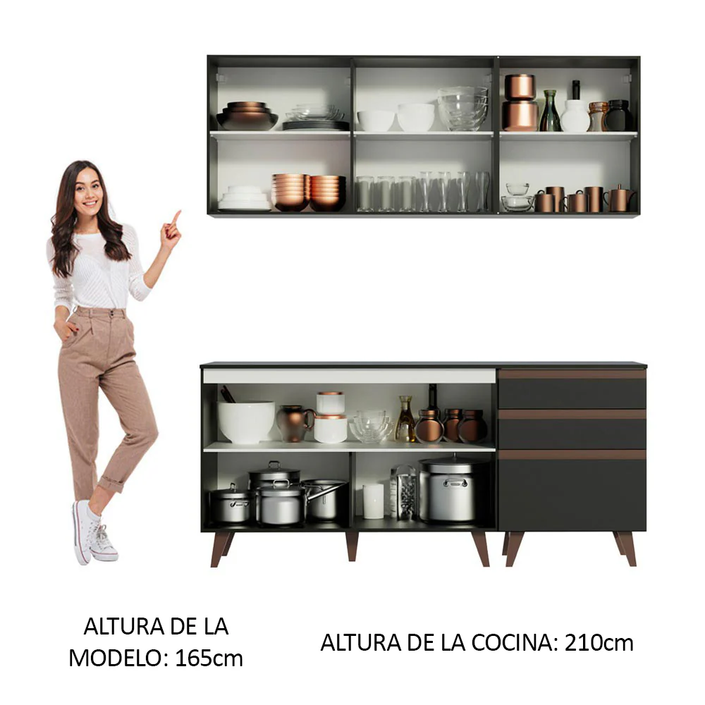 Cocina Compacta 180cm Reims Negro 80 - Image 7