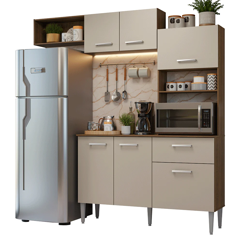 Cocina Compacta 196 cm Aura Marrón/Crema 01 - Image 3