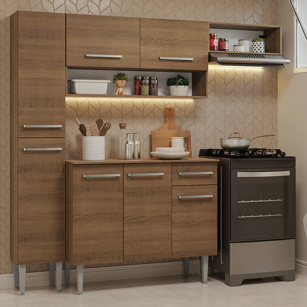 Cocina Compacta 197 cm Emilly Marrón 02