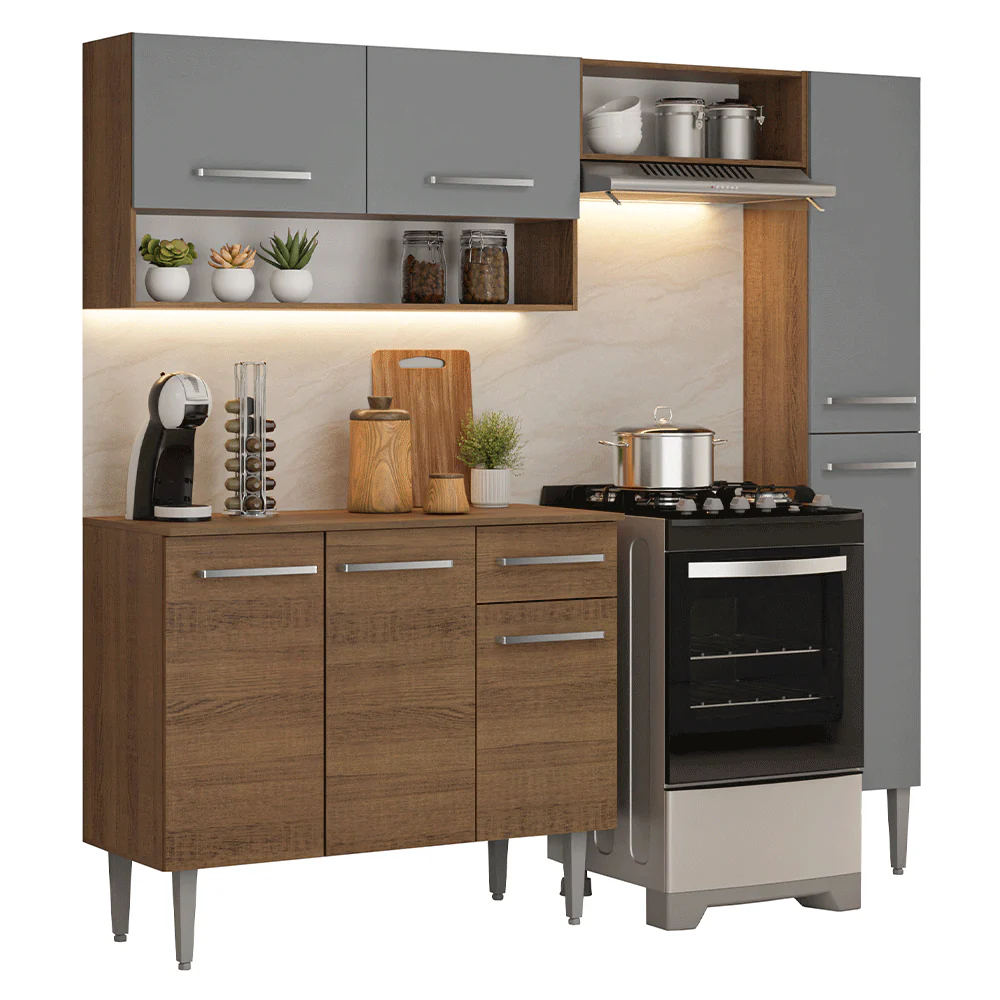 Cocina Compacta 197 cm Emilly Marrón/Gris 01 - Image 3