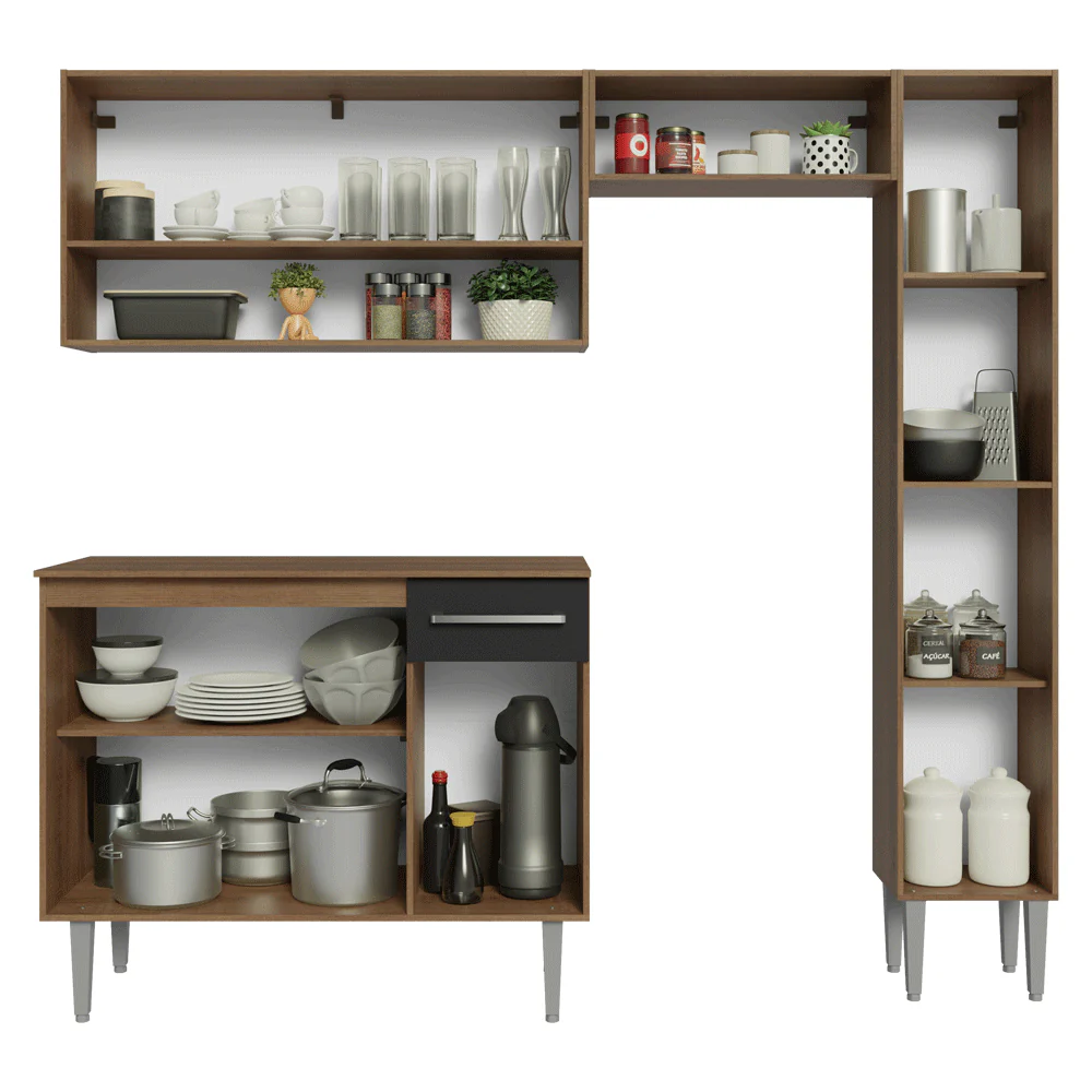 Cocina Compacta 197 cm Emilly Marrón/Gris 01 - Image 5