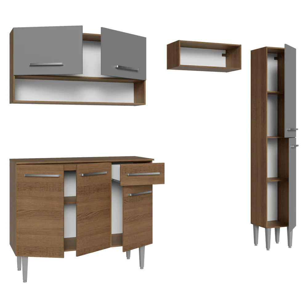 Cocina Compacta 197 cm Emilly Marrón/Gris 01 - Image 8
