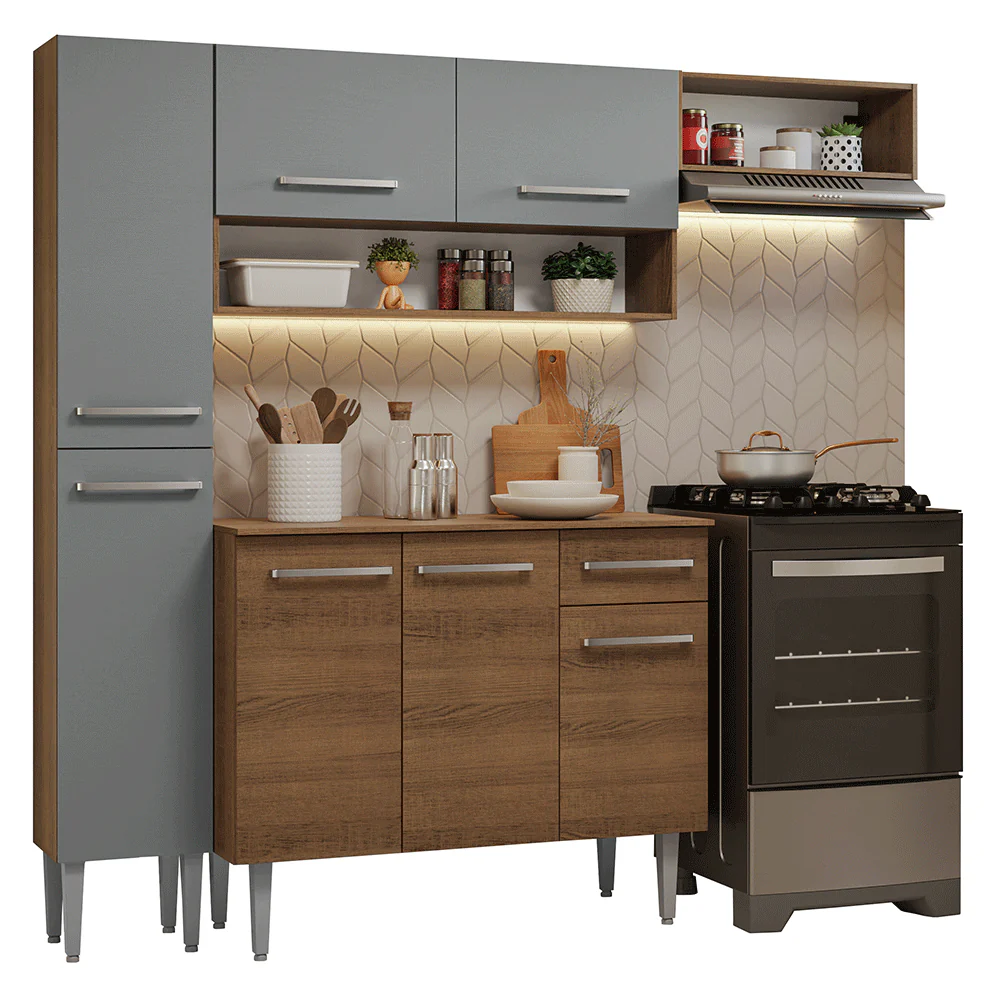 Cocina Compacta 197 cm Emilly Marrón/Gris 02 - Image 3