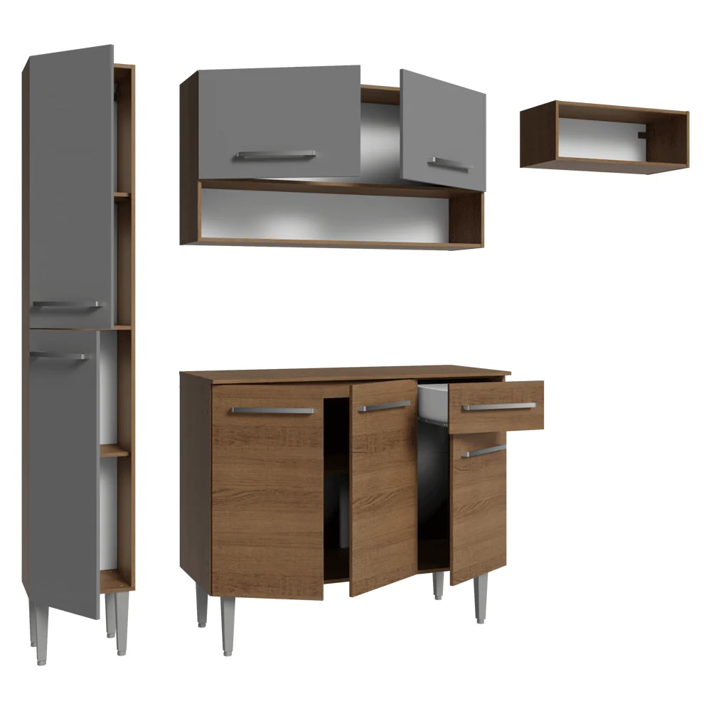 Cocina Compacta 197 cm Emilly Marrón/Gris 02 - Image 8