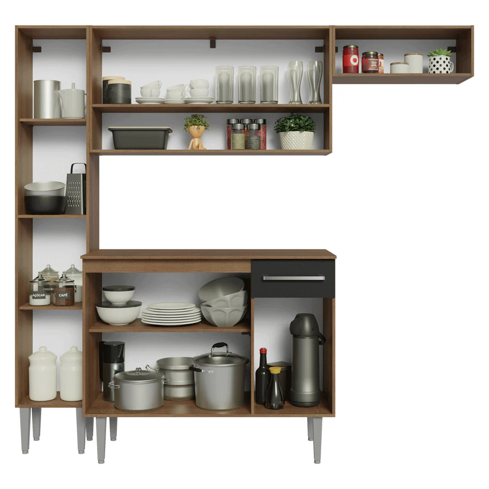 Cocina Compacta 197 cm Emilly Marrón/Negro 02 - Image 5
