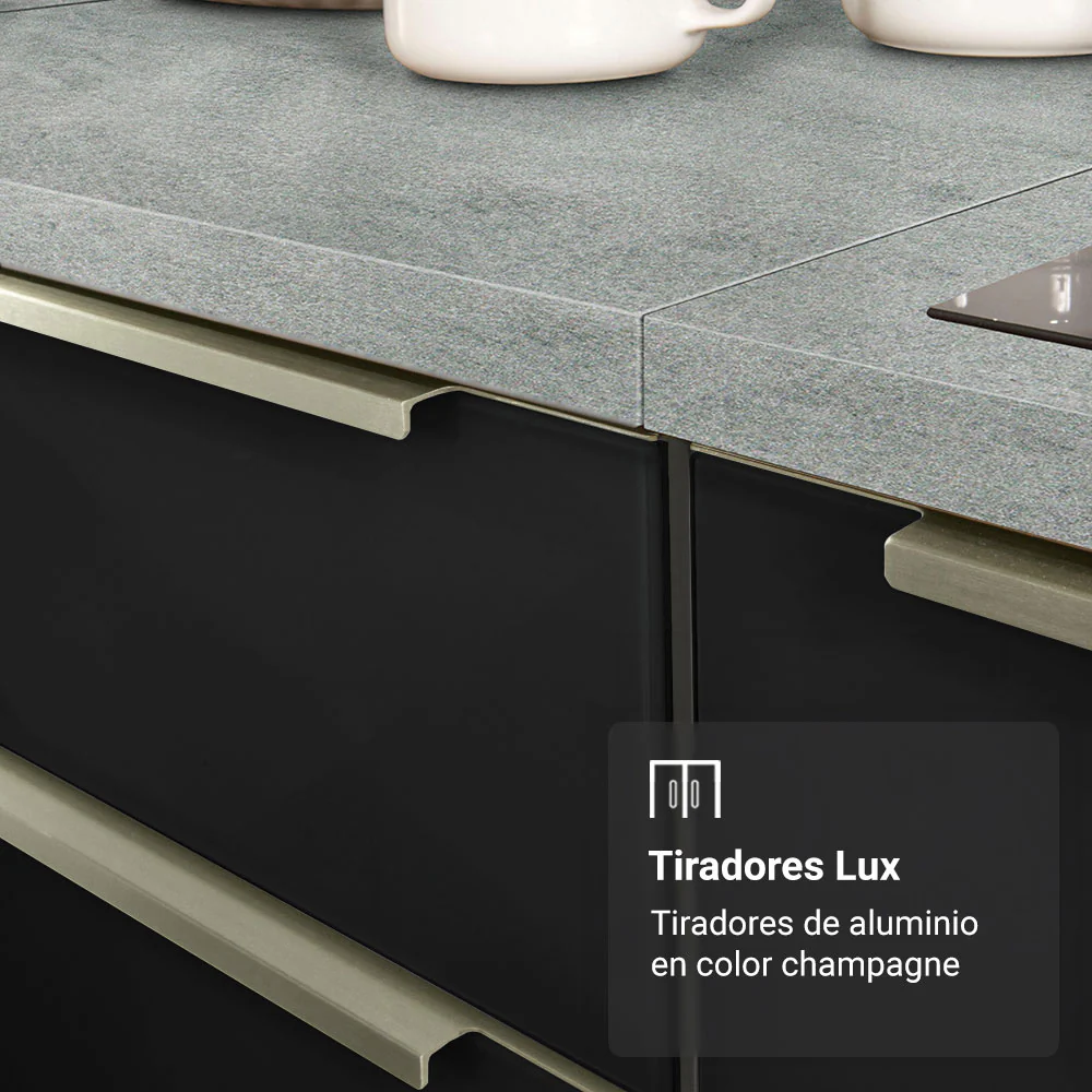 Cocina Compacta 200 cm Blanco/Negro Lux Madesa 05 - Image 6