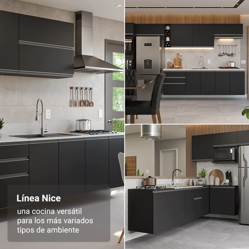 Cocina Compacta 200 cm Flotante Negro Nice Madesa 08 - Image 7