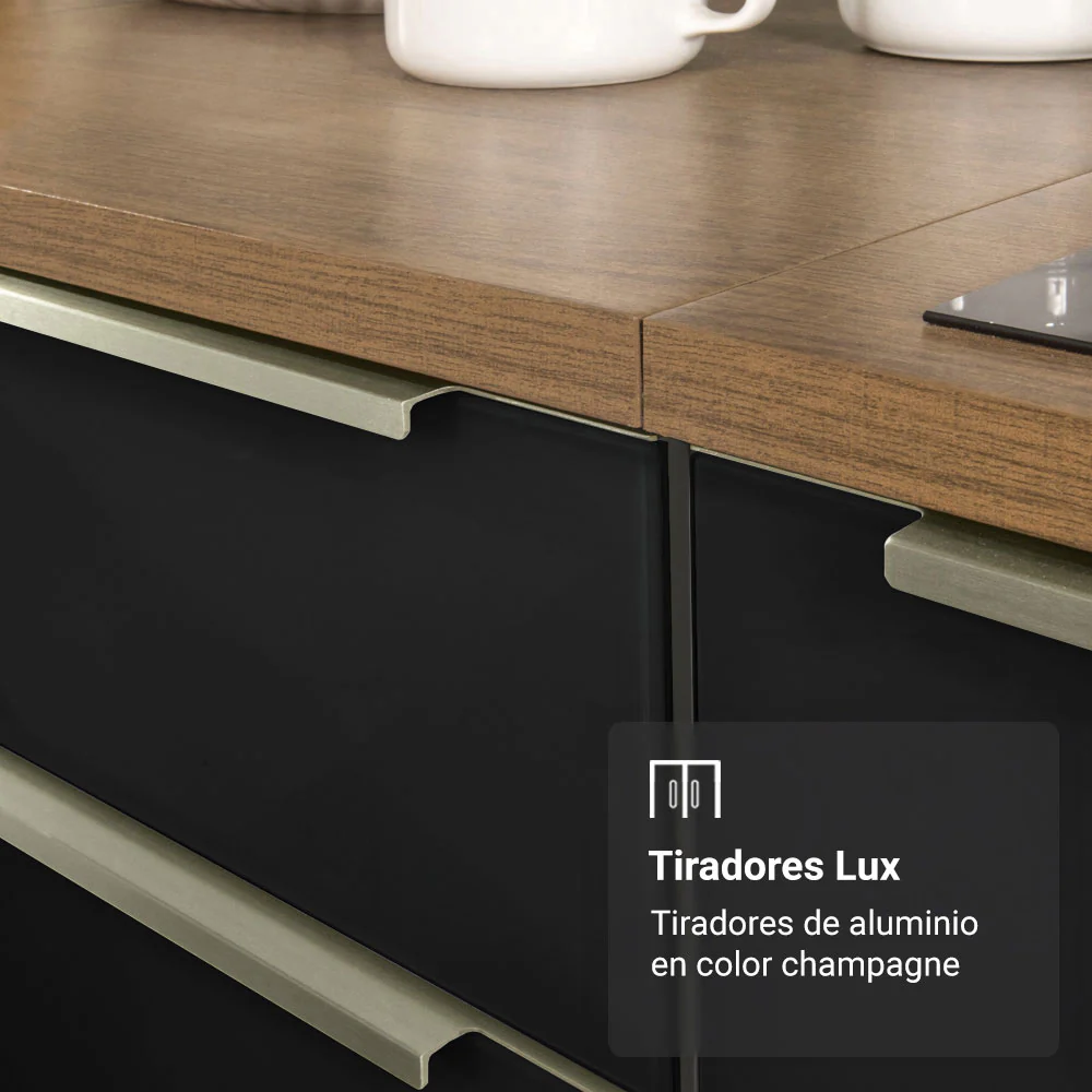 Cocina Compacta 200 cm Marrón/Negro Lux Madesa 05 - Image 6