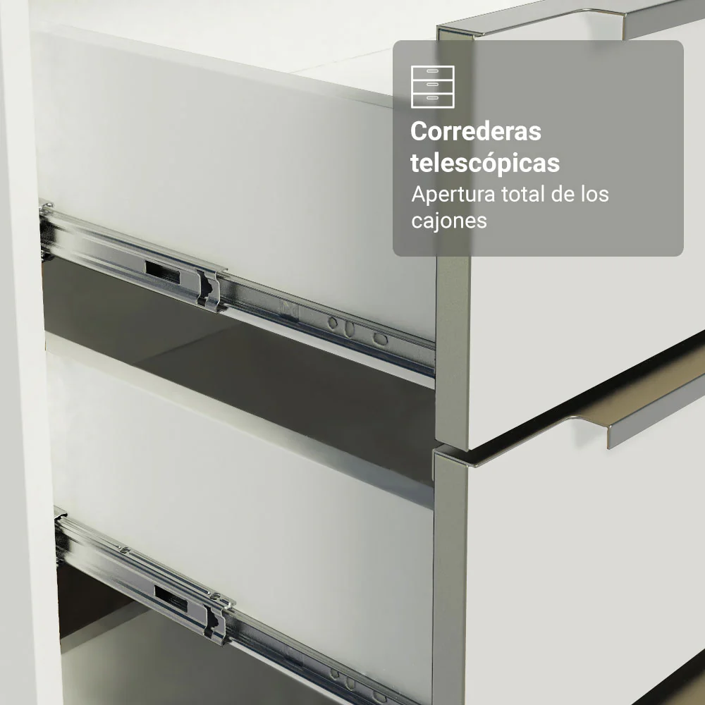 Cocina Compacta 200 x 60 cm Blanco/Blanco Aterciopelado Lux Madesa 06 - Image 6