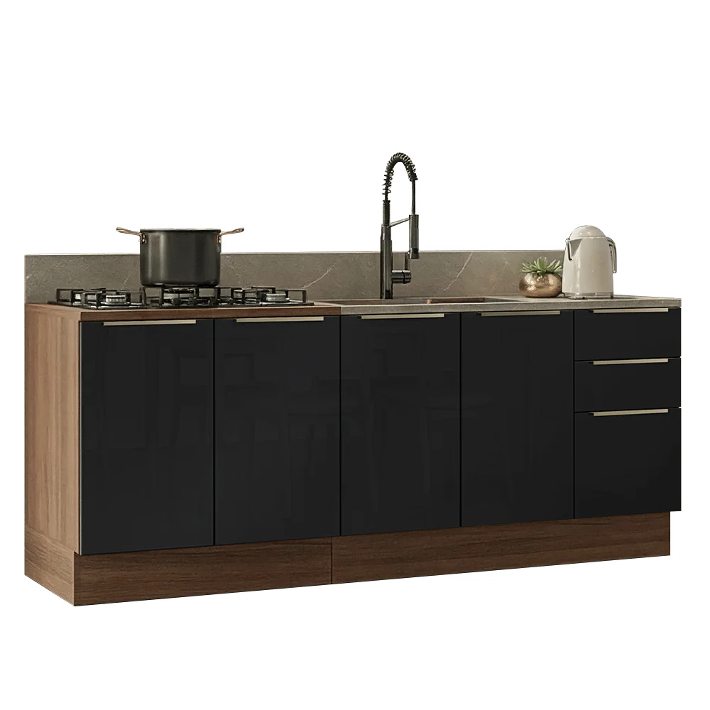 Cocina Compacta 200 x 60 cm Marrón/Negro Lux Madesa 06 - Image 3