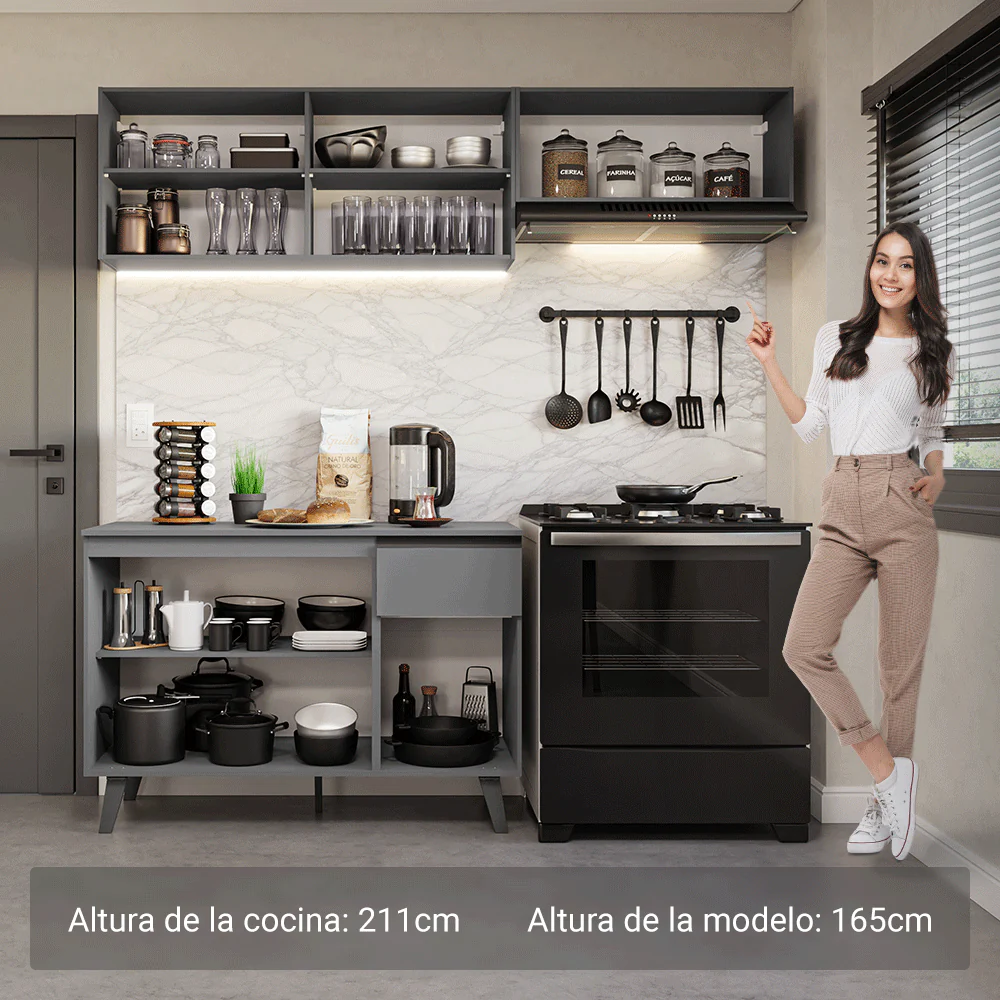 Combo de Cocina 200cm Gris Nice Madesa 03 - Image 5