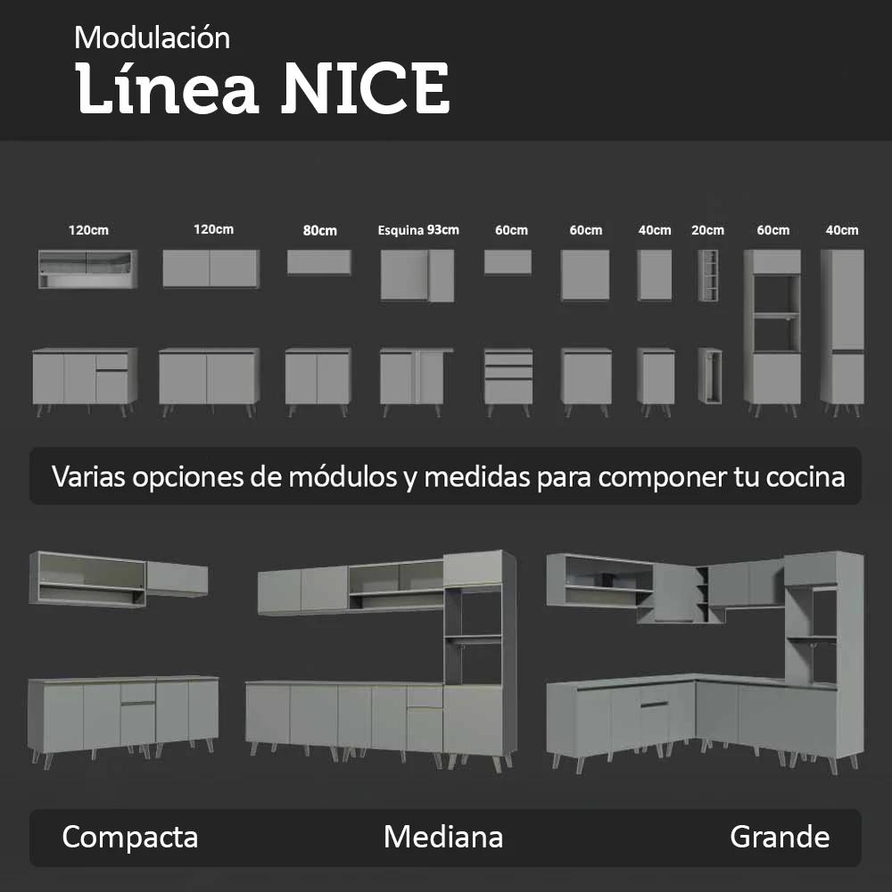 Combo de Cocina 200cm Gris Nice Madesa 06 - Image 9
