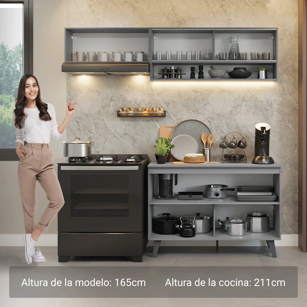 Combo de Cocina 200cm Gris Nice Madesa 09 - Image 5