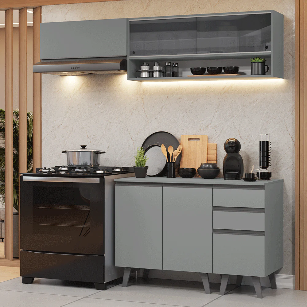 Combo de Cocina 200cm Gris Nice Madesa 14