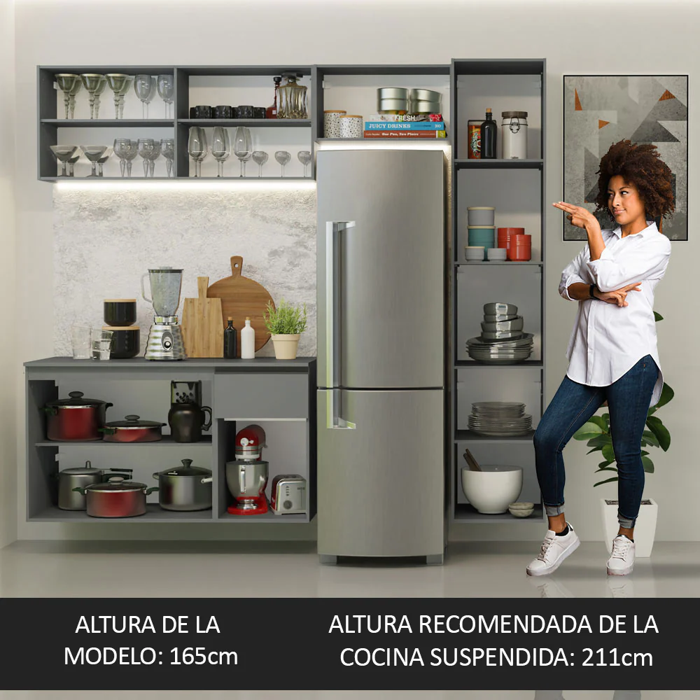 Cocina Compacta 220 cm Sin Patas Nice Gris 04 - Image 6
