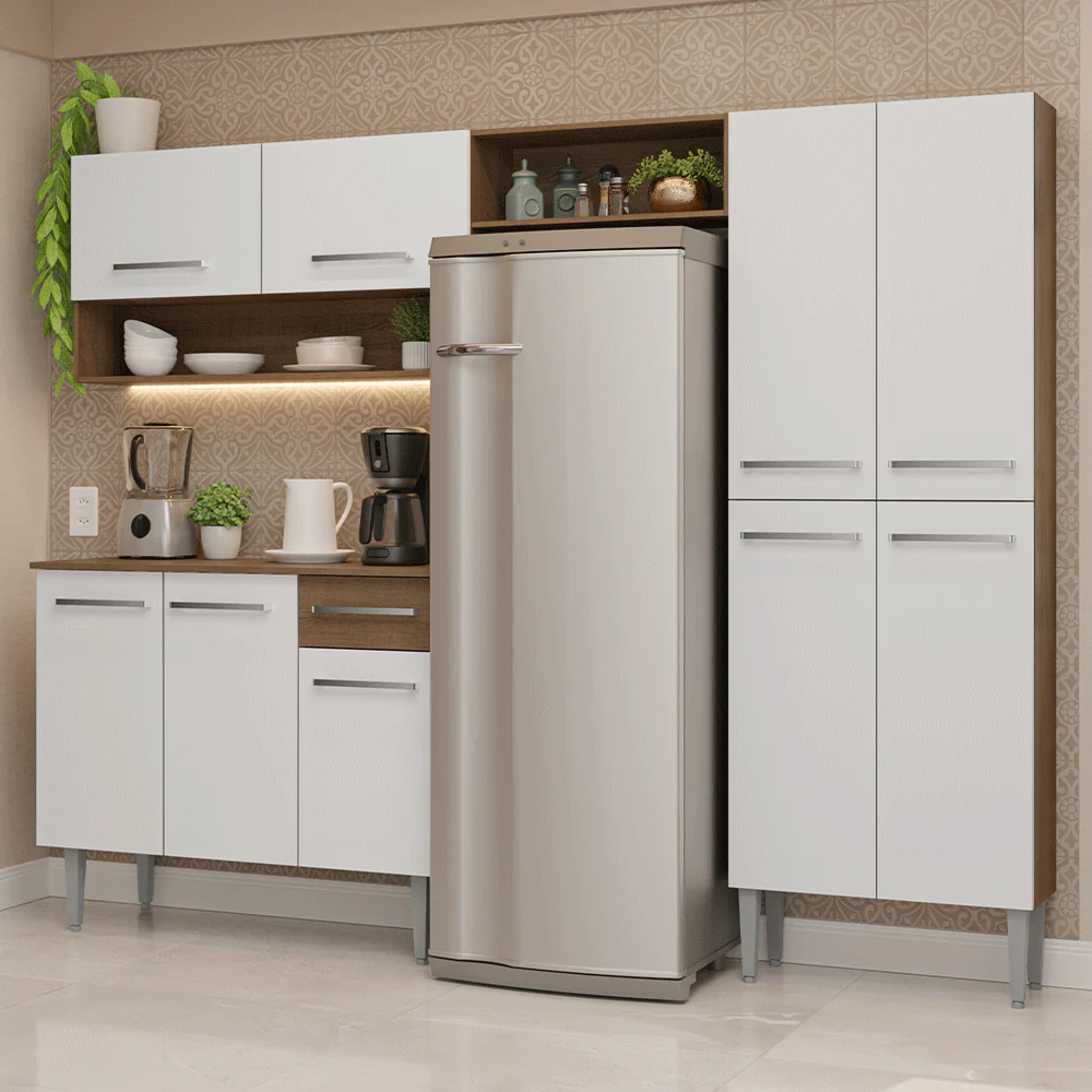 Cocina Compacta 229 cm Emilly Marrón/Blanco 017