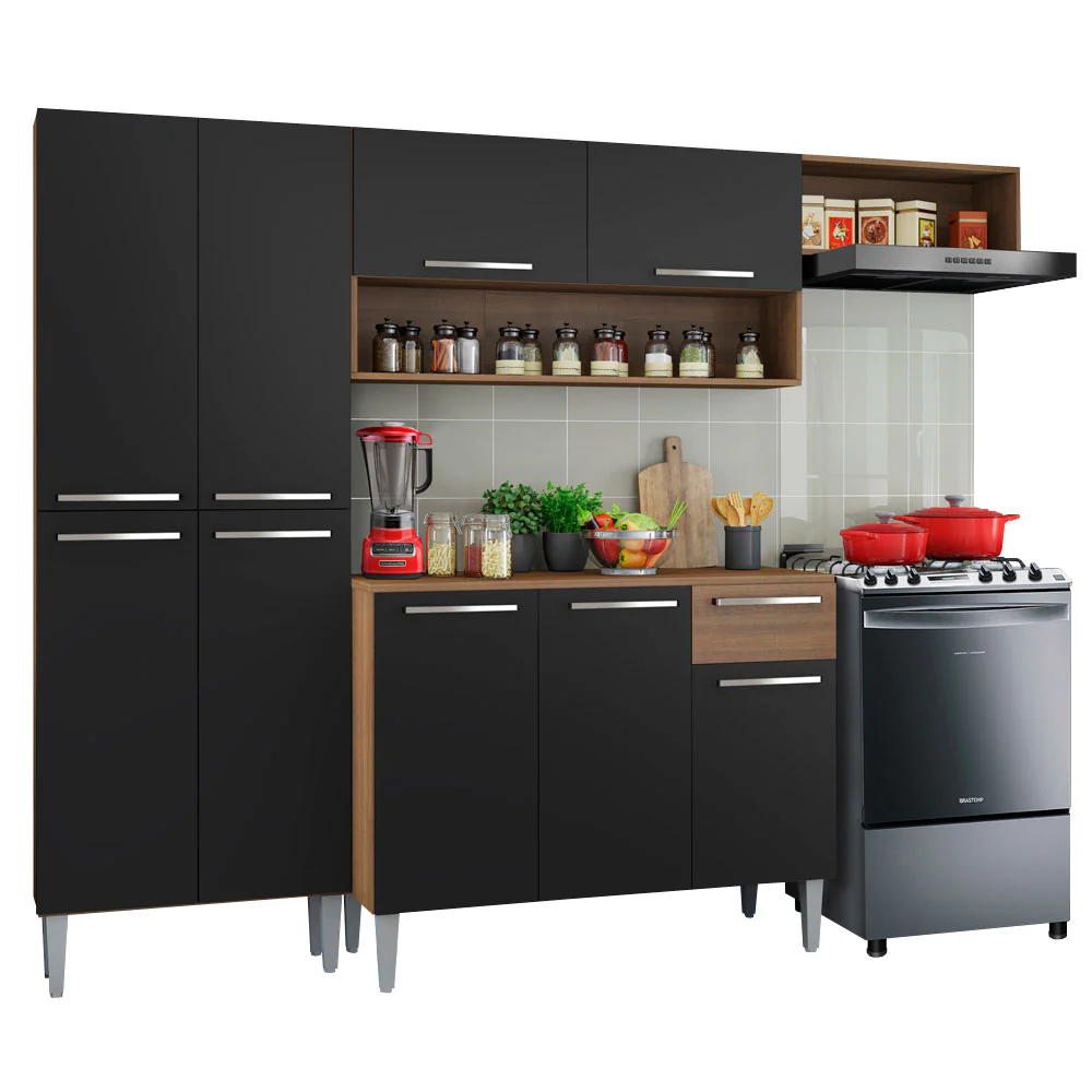 Cocina Compacta 229 cm Emilly Top Marrón/Negro - Image 3