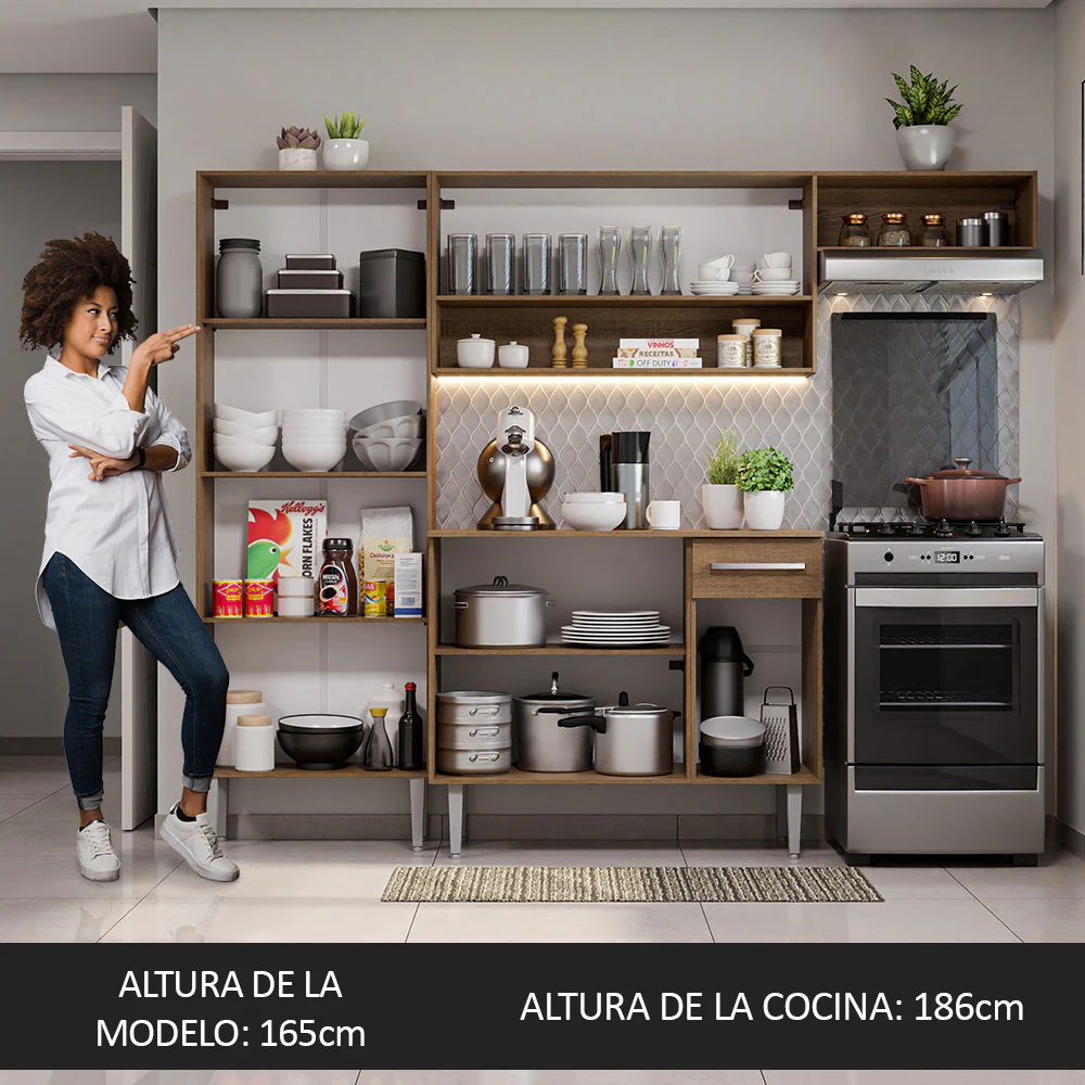 Cocina Compacta 229 cm Emilly Top Marrón/Negro - Image 4
