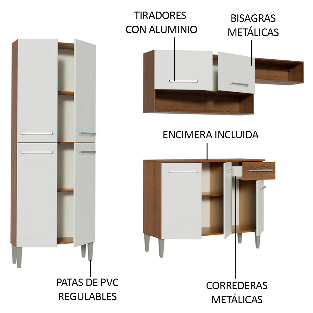 Cocina Compacta 229cm Marrón/Blanco Emilly Top - Image 4