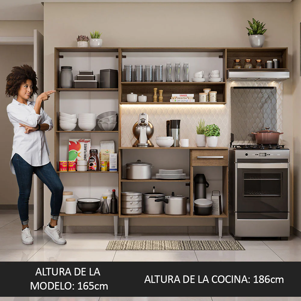 Cocina Compacta 229cm Marrón Emilly Top - Image 5