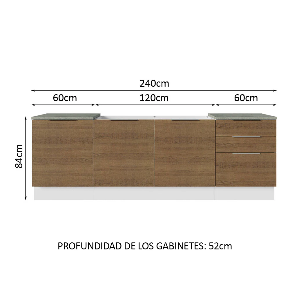 Cocina Compacta 240 cm Blanco/Marrón Stella Madesa 01 - Image 2