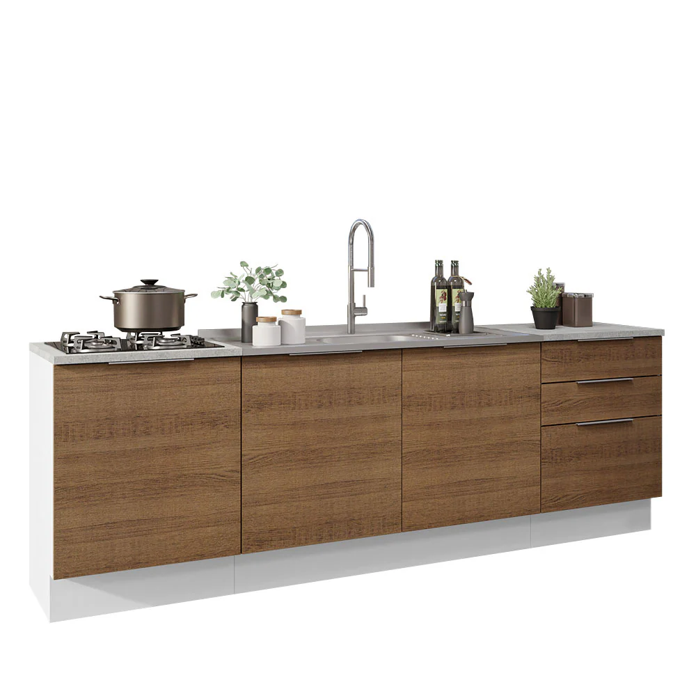 Cocina Compacta 240 cm Blanco/Marrón Stella Madesa 01 - Image 3