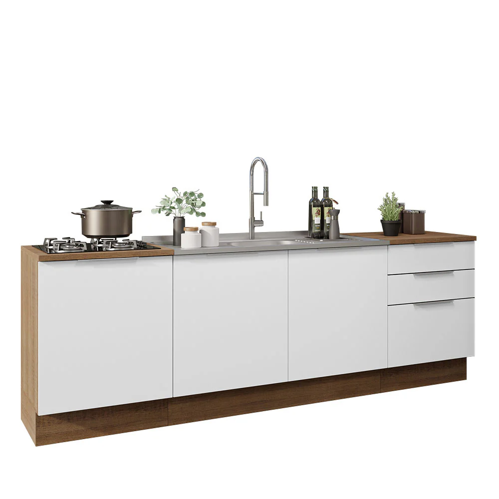 Cocina Compacta 240 cm Marrón/Blanco Stella Madesa 01 - Image 3