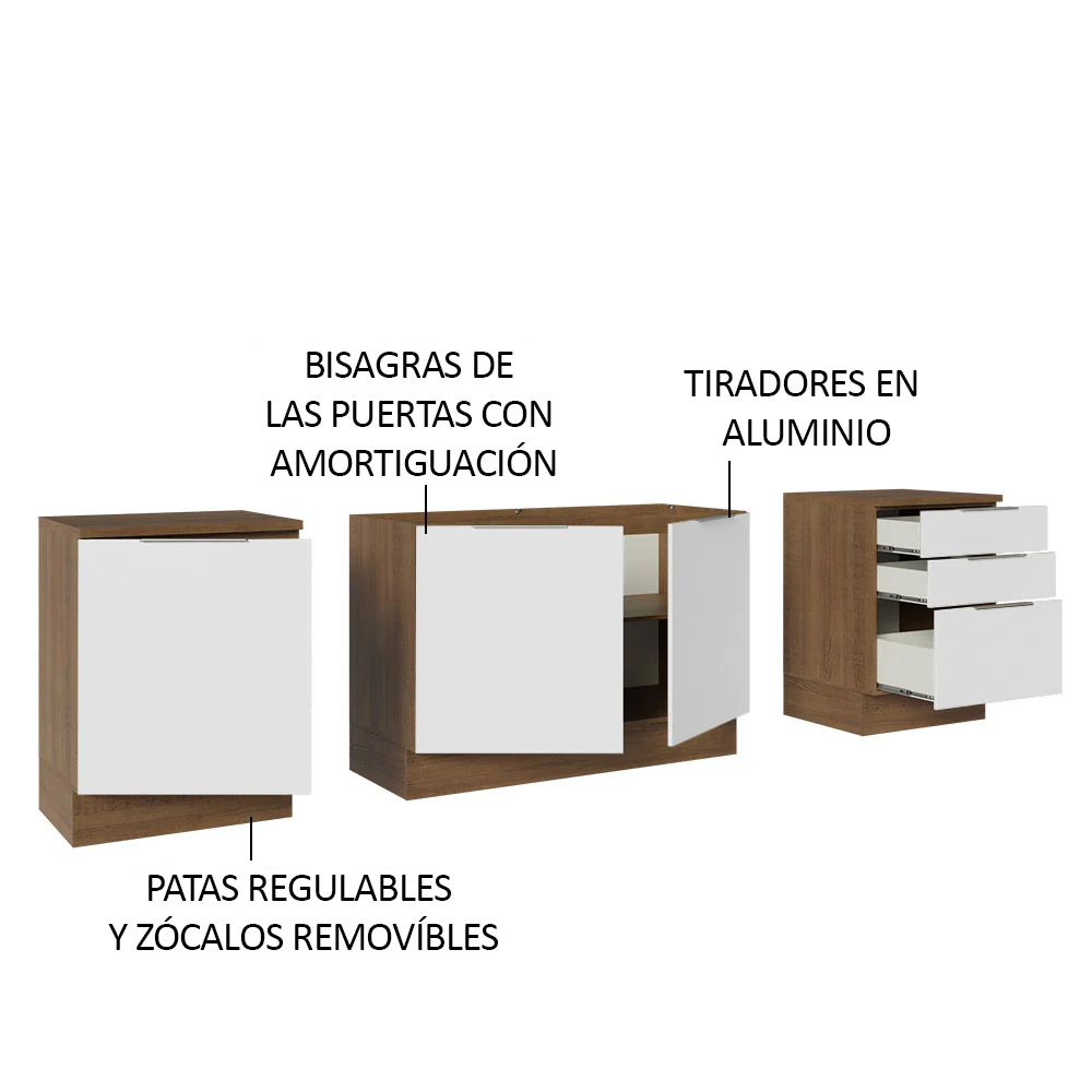 Cocina Compacta 240 cm Marrón/Blanco Stella Madesa 01 - Image 4