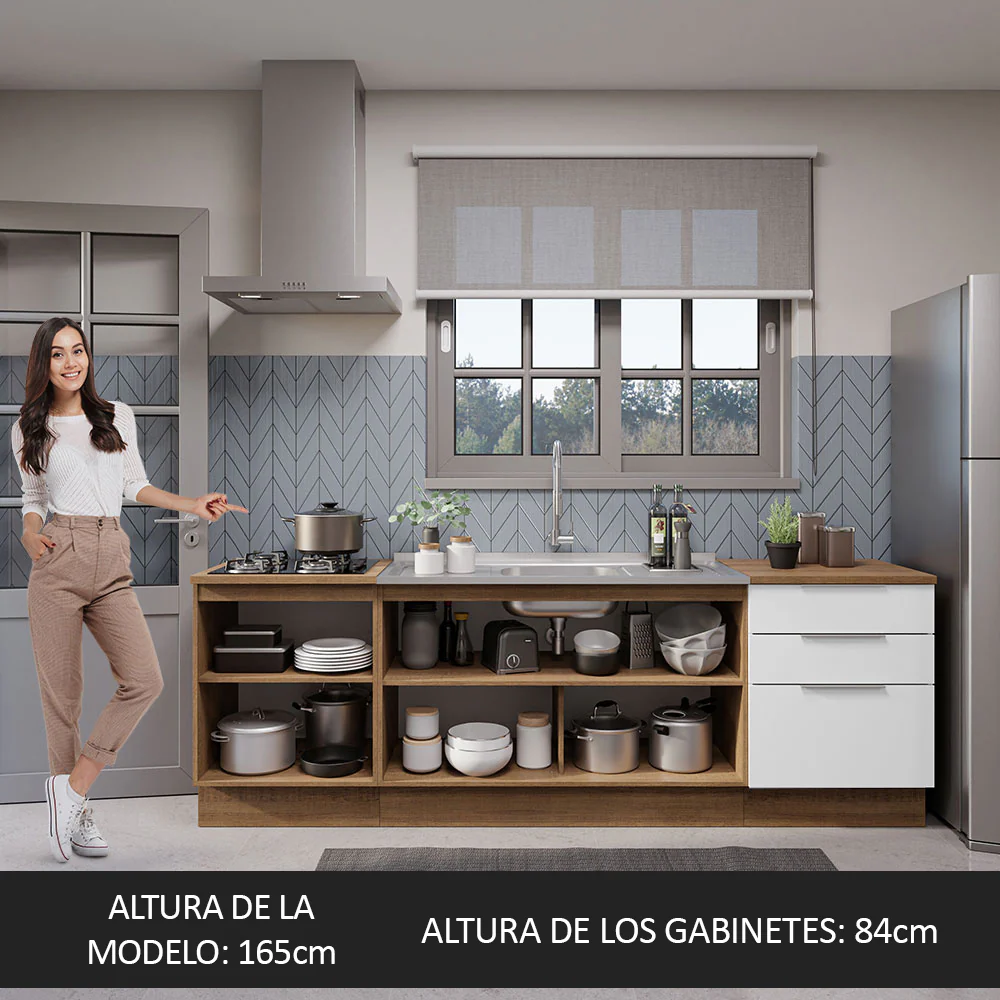 Cocina Compacta 240 cm Marrón/Blanco Stella Madesa 01 - Image 5