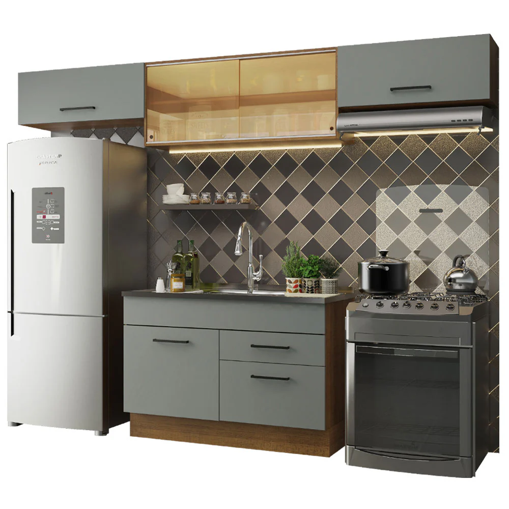 Cocina Compacta 280 cm Agata Marrón/Gris 01 - Image 3