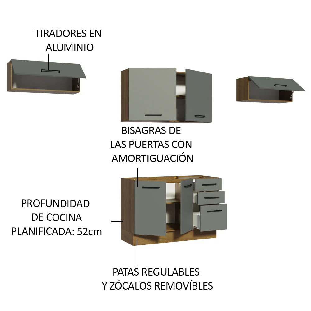 Cocina Compacta 280 cm Agata Marrón/Gris 02 - Image 4