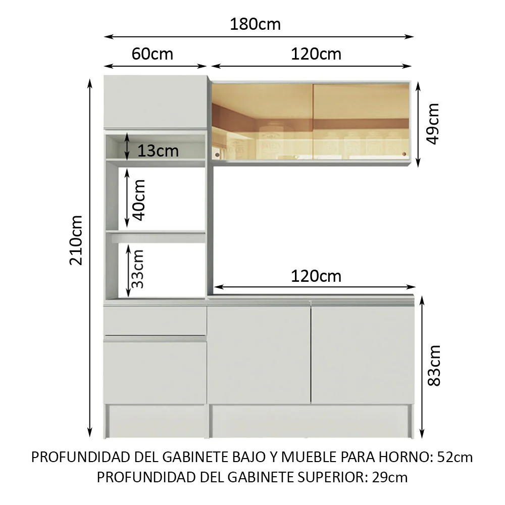 Combo de Cocina 180cm Diamante Pop Blanco - Image 2