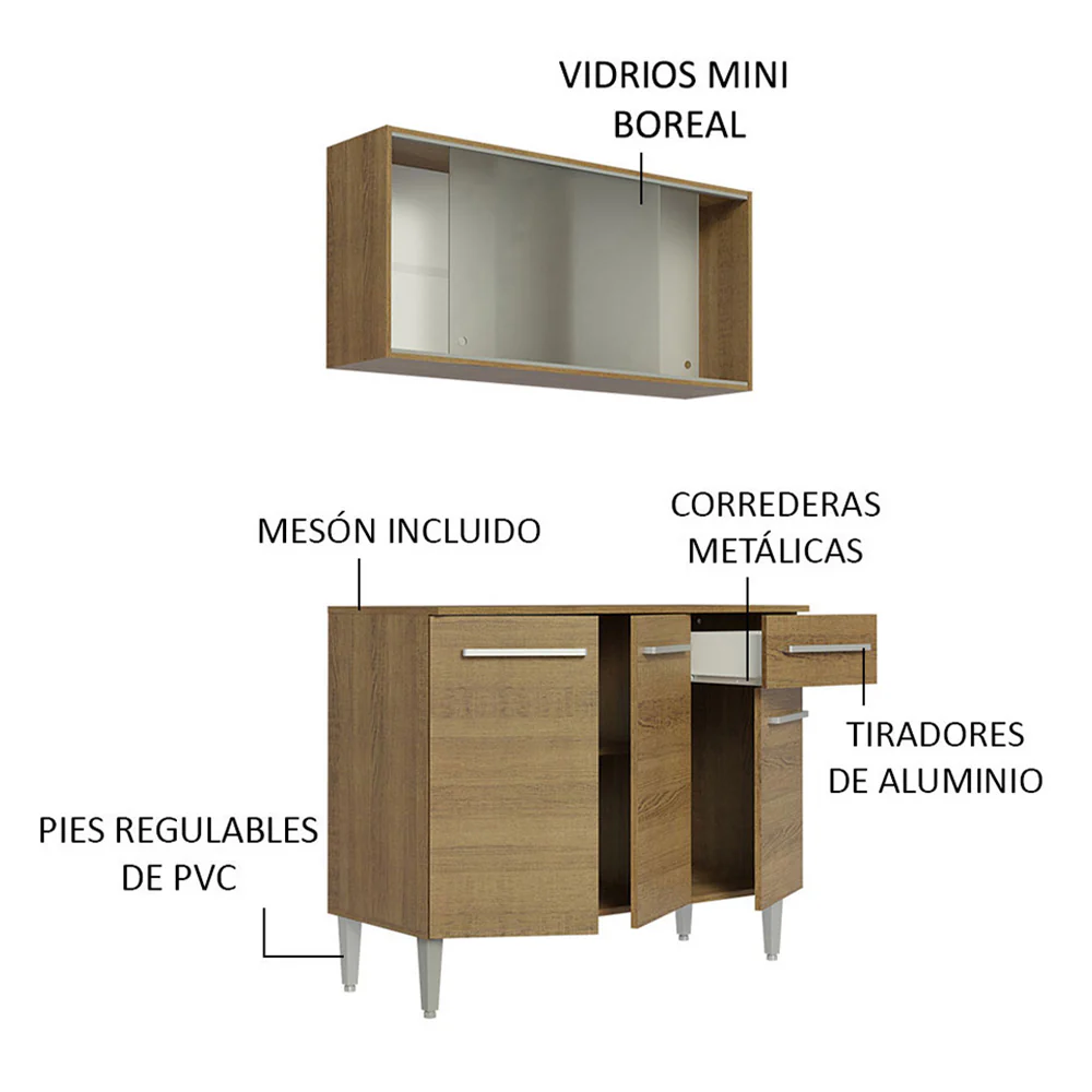 Combo de Cocina Emilly 105cm Gabinete y bajo mesada Madesa 01 - Image 5