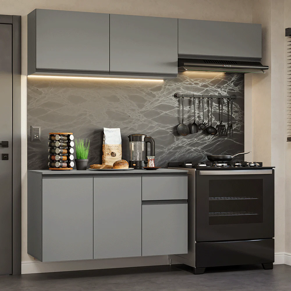 Combo de Cocina Flotante 200cm Gris Nice Madesa 04