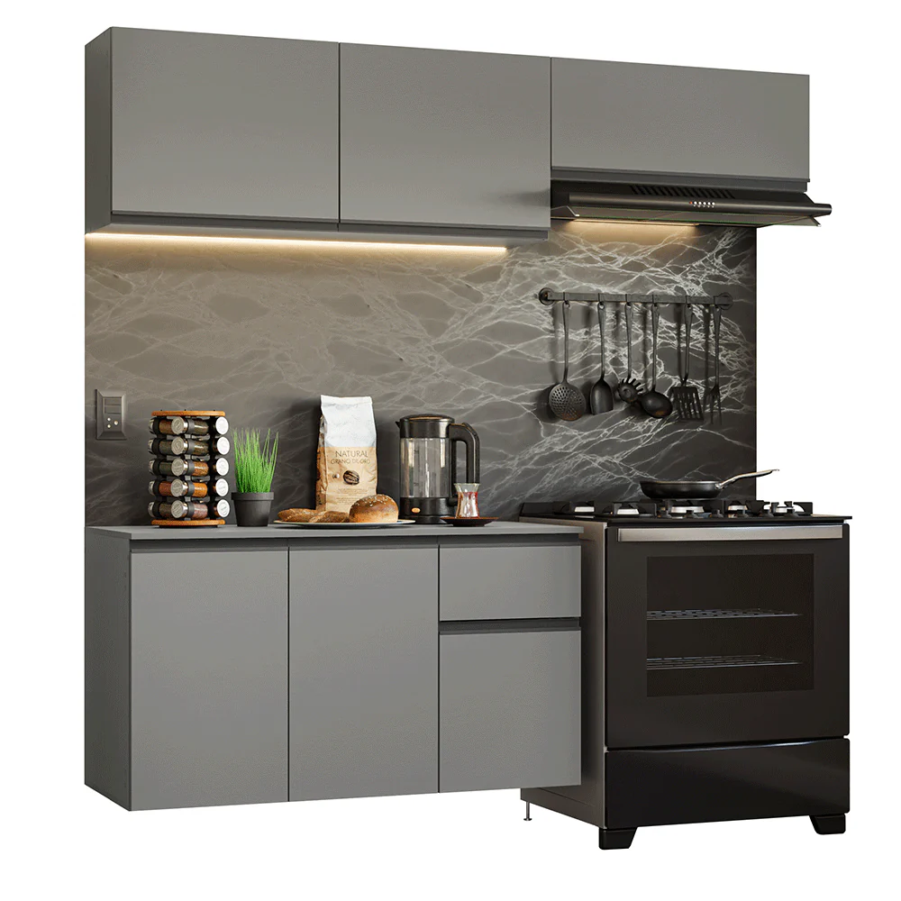 Combo de Cocina Flotante 200cm Gris Nice Madesa 04 - Image 3