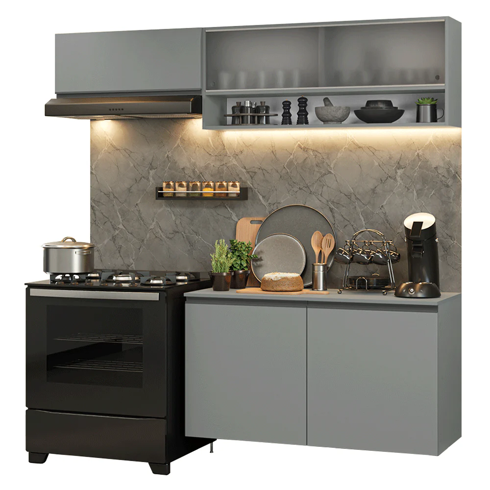Combo de Cocina Flotante 200cm Gris Nice Madesa 07 - Image 3