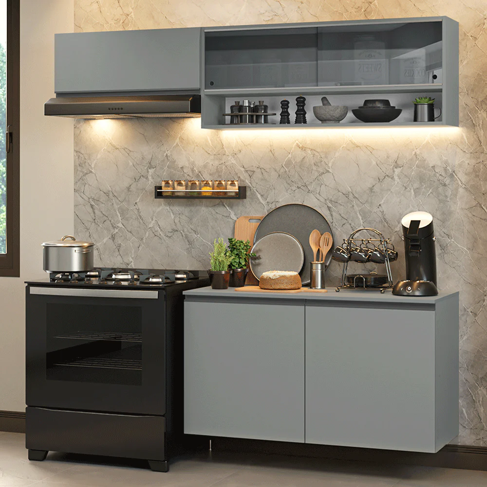 Combo de Cocina Flotante 200cm Gris Nice Madesa 08