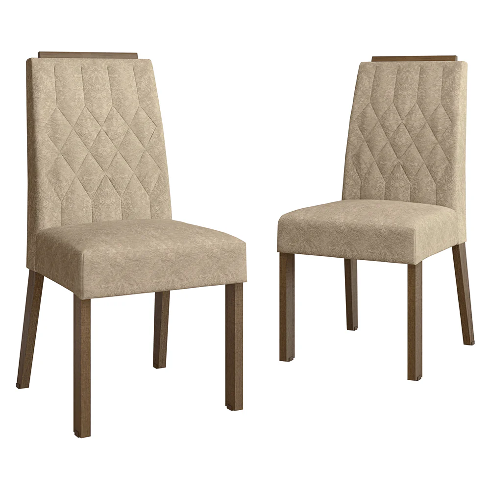 Combo 2 Sillas de Comedor Tapizadas 4254 con Detalle en madera Marrón/Imperial Madesa - Image 3