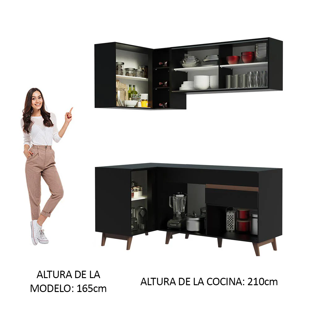 Combo completo de Cocina Esquinera 262 cm Reims Negro 01 - Image 6