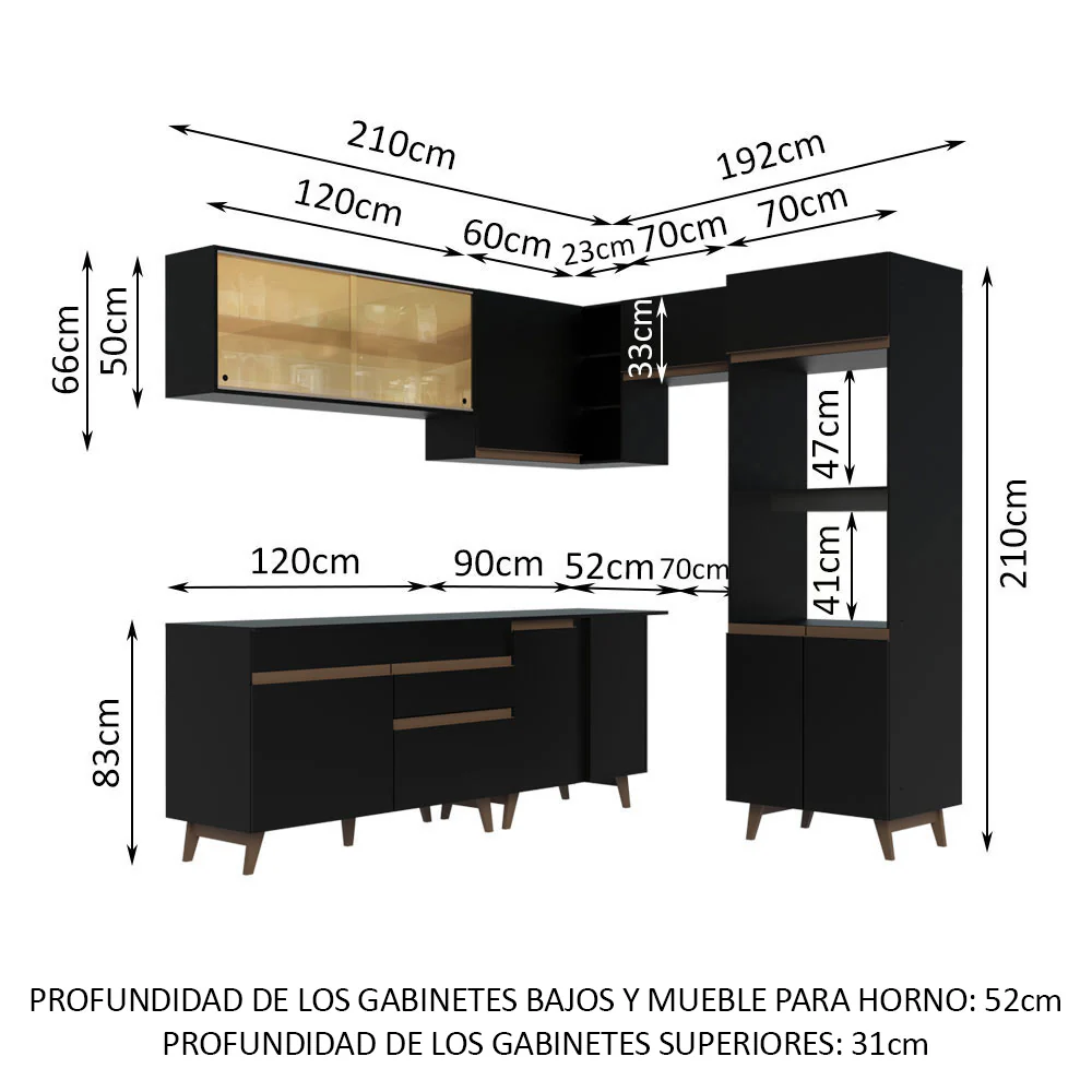 Combo completo de Cocina Esquinera 402 cm Reims Negro 02 - Image 2