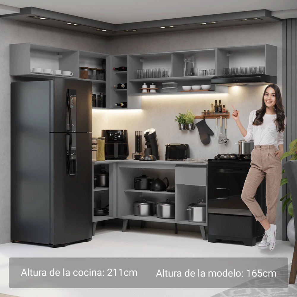 Combo completo de Cocina Esquinera 405cm Gris Nice Madesa 05 - Image 5