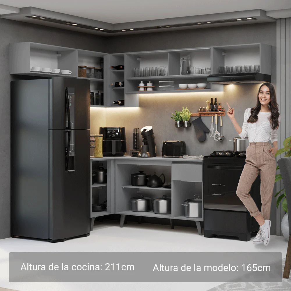Combo completo de Cocina Esquinera 405cm Gris Nice Madesa 06 - Image 5